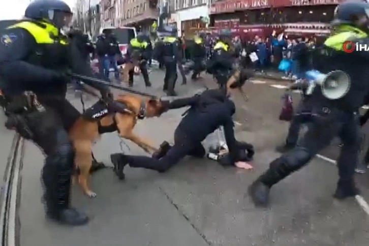 Hollanda’da polisten protestoculara “köpekli” müdahale