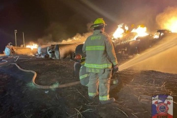 ABD’de kimyasal madde yüklü tren raydan çıkarak alev aldı