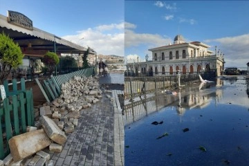 Büyükada’da lodos nedeniyle iskele hasar aldı, yollar su altında kaldı