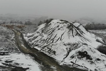 Edirne'de sınır köylerin beyaz örtüsü havadan görüntülendi
