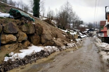 Eriyen kar heyelana neden oldu, duvarlar yıkıldı