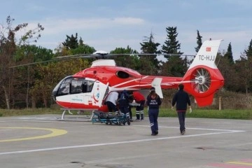 Kalp krizi geçiren hastanın yardımına ambulans helikopter yetişti