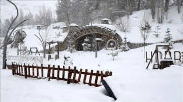 Sivas'ın "Hobbit Evleri" kış güzelliğine büründü