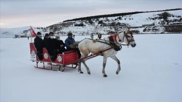 YÖK Başkanı Özvar, Çıldır Gölü'nde atlı kızakla gezdi